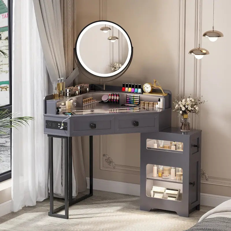 Coiffeuse d'angle avec miroir