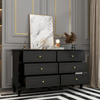 Commode laquée pour chambre à coucher avec tiroirs profonds, commode en bois à 6 tiroirs