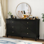 Commode laquée pour chambre à coucher avec tiroirs profonds, commode en bois à 6 tiroirs