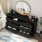 Commode laquée pour chambre à coucher avec tiroirs profonds, commode en bois à 6 tiroirs