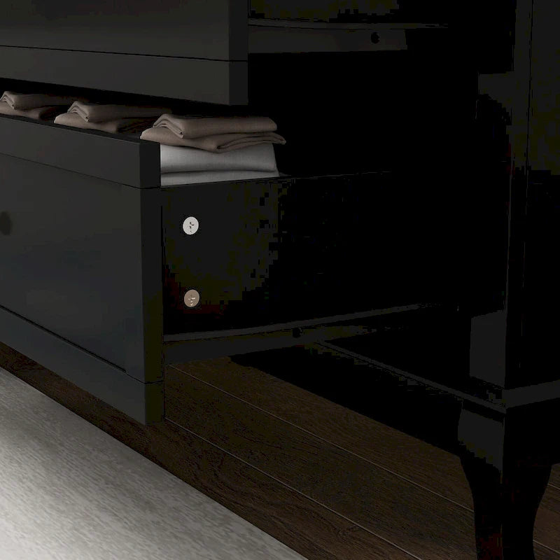 Commode laquée pour chambre à coucher avec tiroirs profonds, commode en bois à 6 tiroirs