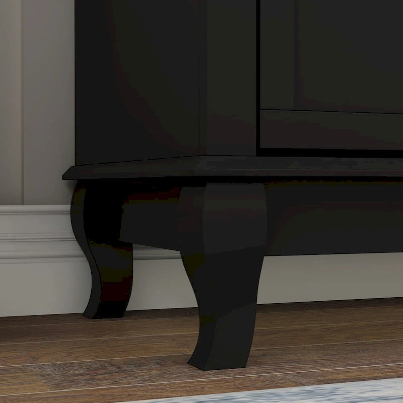 Commode laquée pour chambre à coucher avec tiroirs profonds, commode en bois à 6 tiroirs