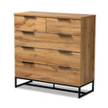 Commode à 5 tiroirs Franklin en bois de chêne et métal noir