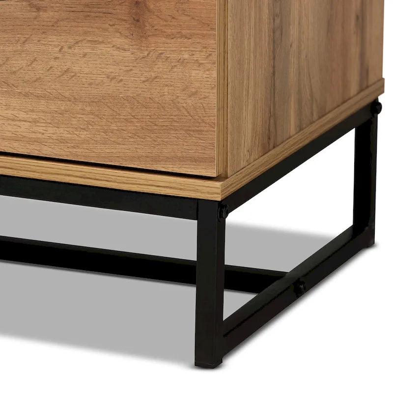 Commode à 5 tiroirs Franklin en bois de chêne et métal noir