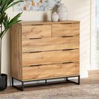 Commode à 5 tiroirs Franklin en bois de chêne et métal noir