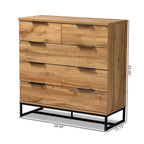 Commode à 5 tiroirs Franklin en bois de chêne et métal noir