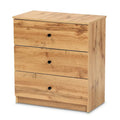 Commode de rangement Decon en bois de chêne moderne marron à 3 tiroirs