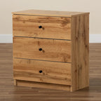 Commode de rangement Decon en bois de chêne moderne marron à 3 tiroirs