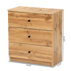 Commode de rangement Decon en bois de chêne moderne marron à 3 tiroirs