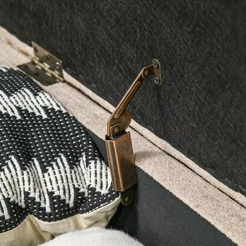 Banc de rangement capitonné HOMCOM, banc de bout de lit de 110 cm avec pieds en bois, banc d'entrée moderne ovale, beige
