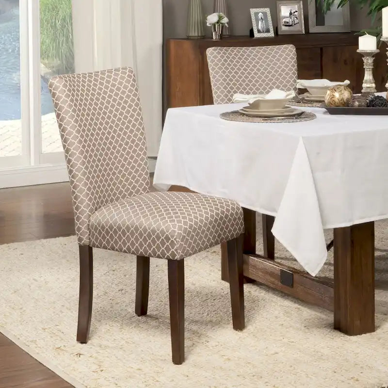 Chaises Parson HomePop motif quadrilobe crème moka (lot de 2)