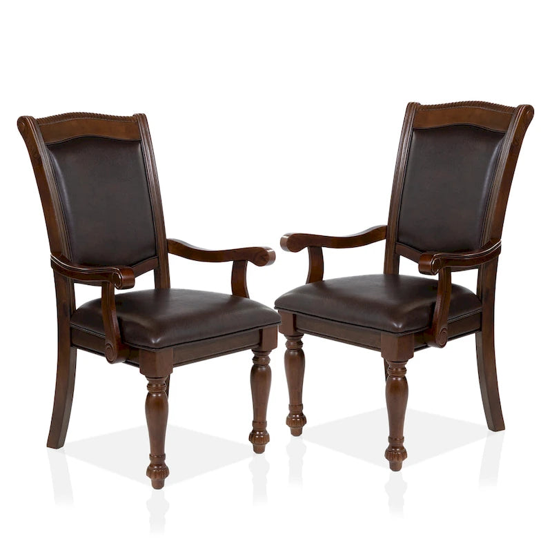 Chaises de salle à manger Tima en similicuir traditionnel avec accoudoirs (lot de 2) par Furniture of America