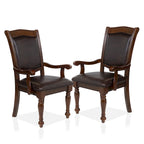 Chaises de salle à manger Tima en similicuir traditionnel avec accoudoirs (lot de 2) par Furniture of America