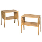 Table de Chevet Bambou (Lot de 2) - Table de Nuit Empilable avec Étagère de Rangement