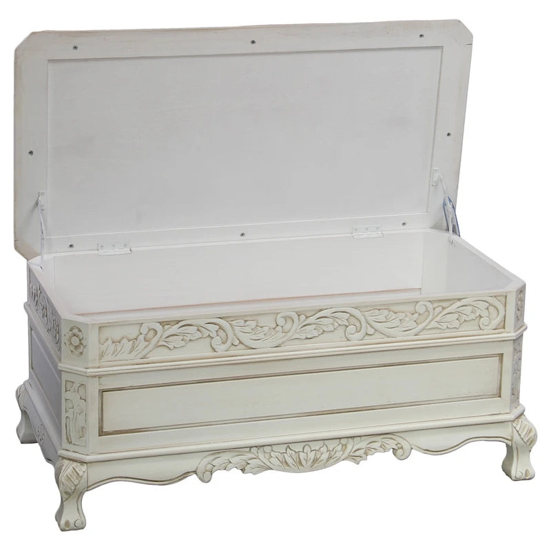 Banc de rangement sculpté en bois Windsor