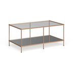 Table basse rectangulaire dorée SEI Furniture Grant avec plateau en verre et étagère inférieure