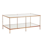 Table basse rectangulaire dorée SEI Furniture Grant avec plateau en verre et étagère inférieure