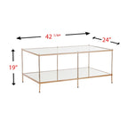 Table basse rectangulaire dorée SEI Furniture Grant avec plateau en verre et étagère inférieure