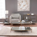 Table basse rectangulaire dorée SEI Furniture Grant avec plateau en verre et étagère inférieure