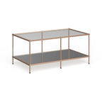 Table basse rectangulaire dorée SEI Furniture Grant avec plateau en verre et étagère inférieure