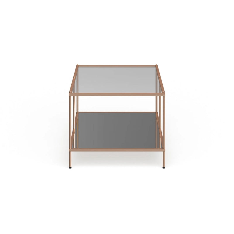 Table basse rectangulaire dorée SEI Furniture Grant avec plateau en verre et étagère inférieure