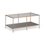 Table basse rectangulaire dorée SEI Furniture Grant avec plateau en verre et étagère inférieure
