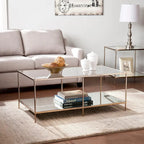Table basse rectangulaire dorée SEI Furniture Grant avec plateau en verre et étagère inférieure
