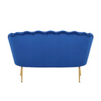 Canapé en velours contemporain bleu Home Beyond, canapé double souple, chaise Daisy avec pieds en métal doré pour salon, chambre à coucher