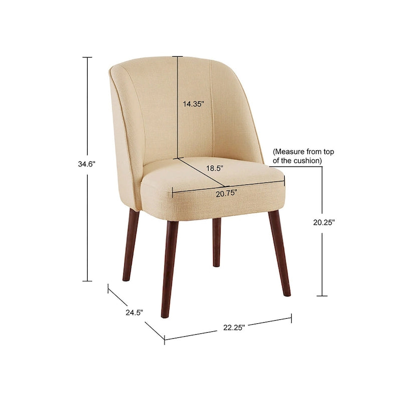 Chaise de salle à manger à dossier arrondi Madison Park Larkin Natural - 22,25l x 24,5p x 34,6h