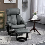 Fauteuil de massage inclinable HOMCOM avec pouf, fauteuil inclinable pivotant à 360° et repose-pieds, fauteuil inclinable en cuir PU, gris