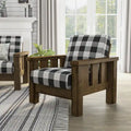 Jimo Rustic Oak Linen Fabric Padded Accent Chair by Furniture of America