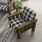 Fauteuil d'appoint rembourré en tissu de lin chêne rustique Jimo par Furniture of America