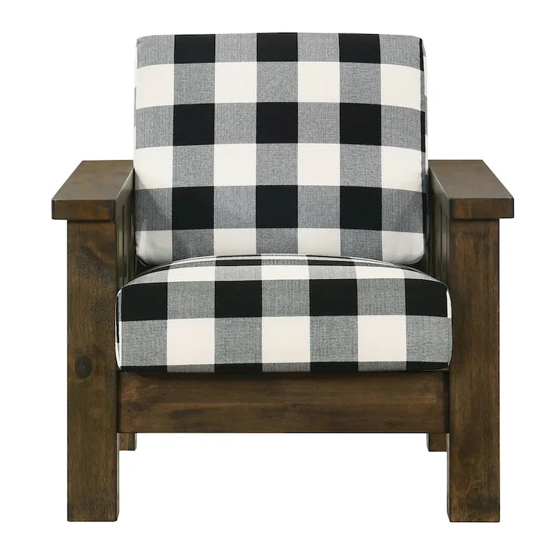 Fauteuil d'appoint rembourré en tissu de lin chêne rustique Jimo par Furniture of America
