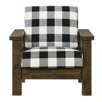 Fauteuil d'appoint rembourré en tissu de lin chêne rustique Jimo par Furniture of America