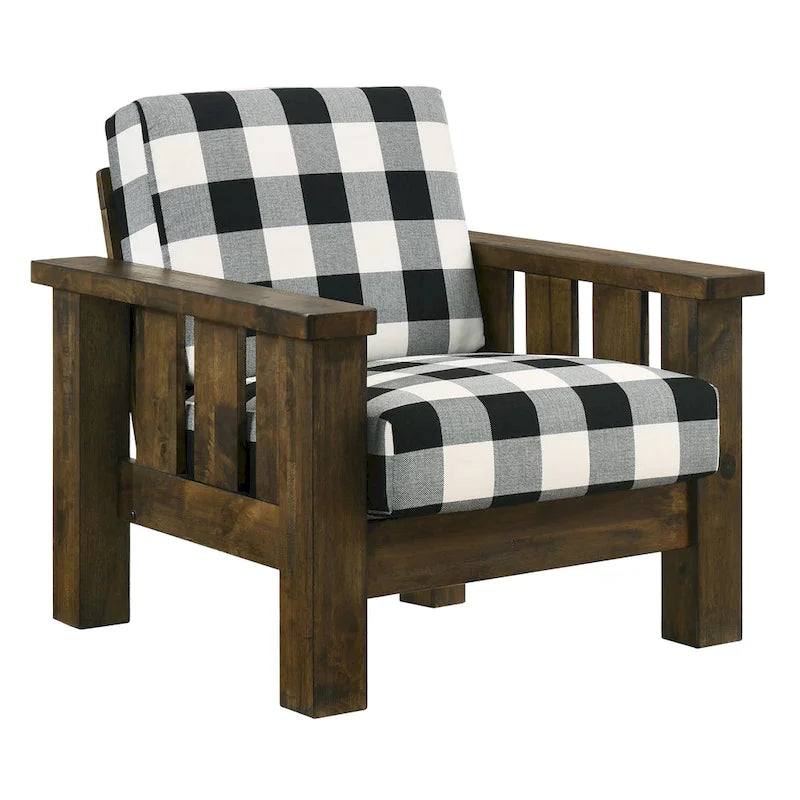 Fauteuil d'appoint rembourré en tissu de lin chêne rustique Jimo par Furniture of America