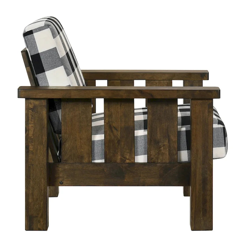 Fauteuil d'appoint rembourré en tissu de lin chêne rustique Jimo par Furniture of America