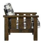 Fauteuil d'appoint rembourré en tissu de lin chêne rustique Jimo par Furniture of America
