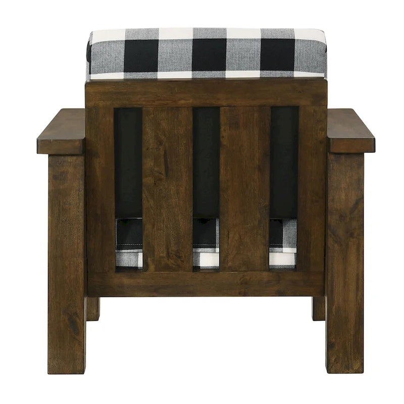 Fauteuil d'appoint rembourré en tissu de lin chêne rustique Jimo par Furniture of America