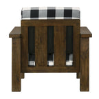 Fauteuil d'appoint rembourré en tissu de lin chêne rustique Jimo par Furniture of America