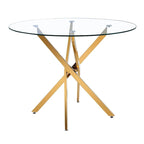 Table à manger ronde en verre avec piétement étoile doré (36) - 29.5H x 36L x 36P