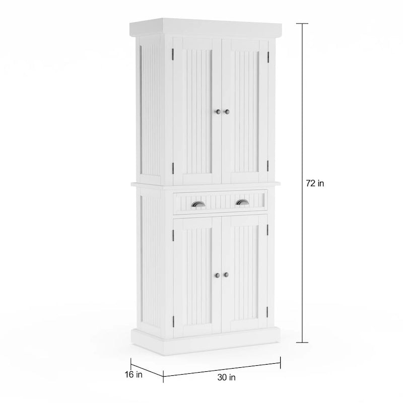 Homestyles Nantucket Sanded Off-White Pantry avec quatre portes - S/O