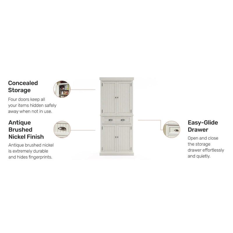 Homestyles Nantucket Sanded Off-White Pantry avec quatre portes - S/O