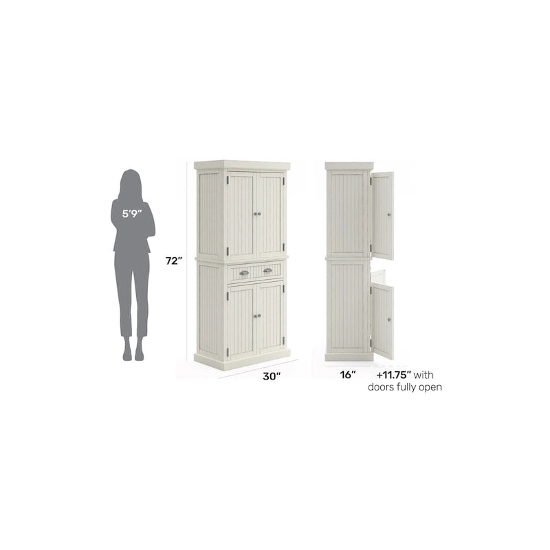 Homestyles Nantucket Sanded Off-White Pantry avec quatre portes - S/O