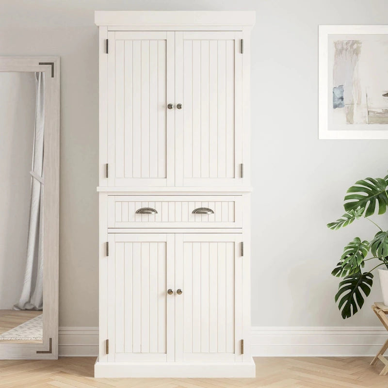 Homestyles Nantucket Sanded Off-White Pantry avec quatre portes - S/O