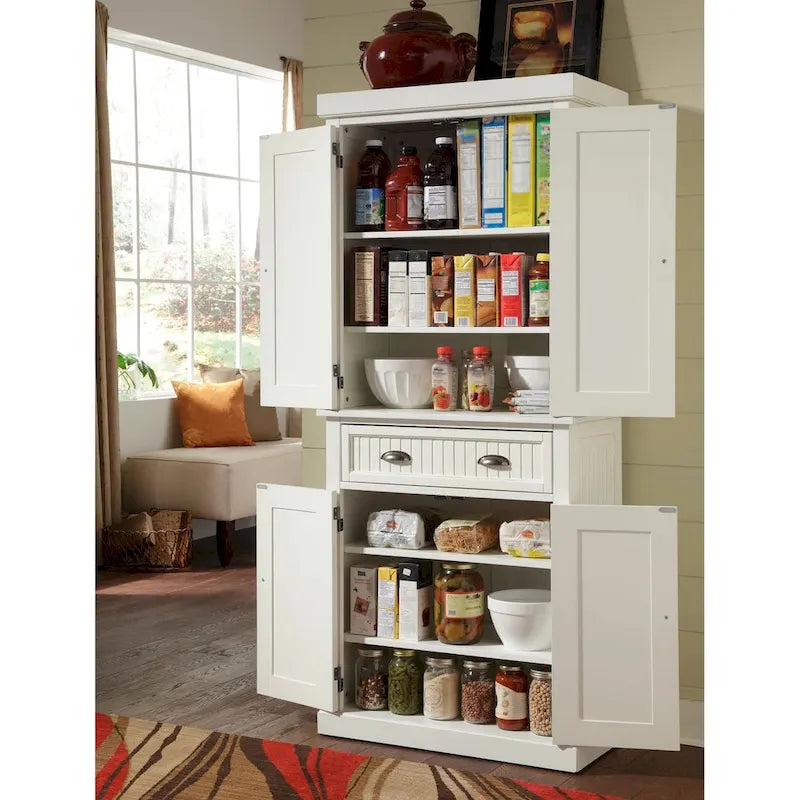Homestyles Nantucket Sanded Off-White Pantry avec quatre portes - S/O
