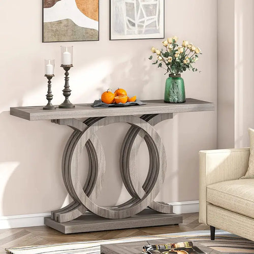 55 Console Sofa Table, Wood Entryway Foyer Table for Living Room