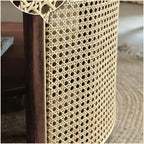 Table basse ronde à 2 niveaux en bois JASIWAY avec piètement en rotin