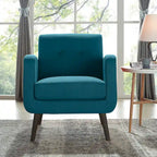 Fauteuil en lin bleu paon Mid-century Keflavik