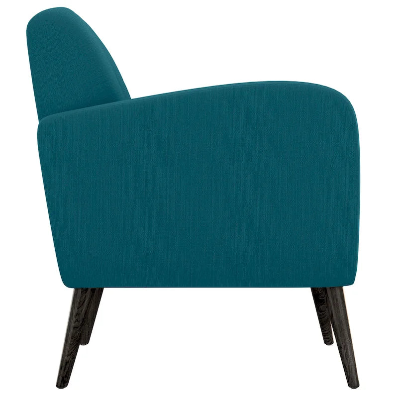 Fauteuil en lin bleu paon Mid-century Keflavik