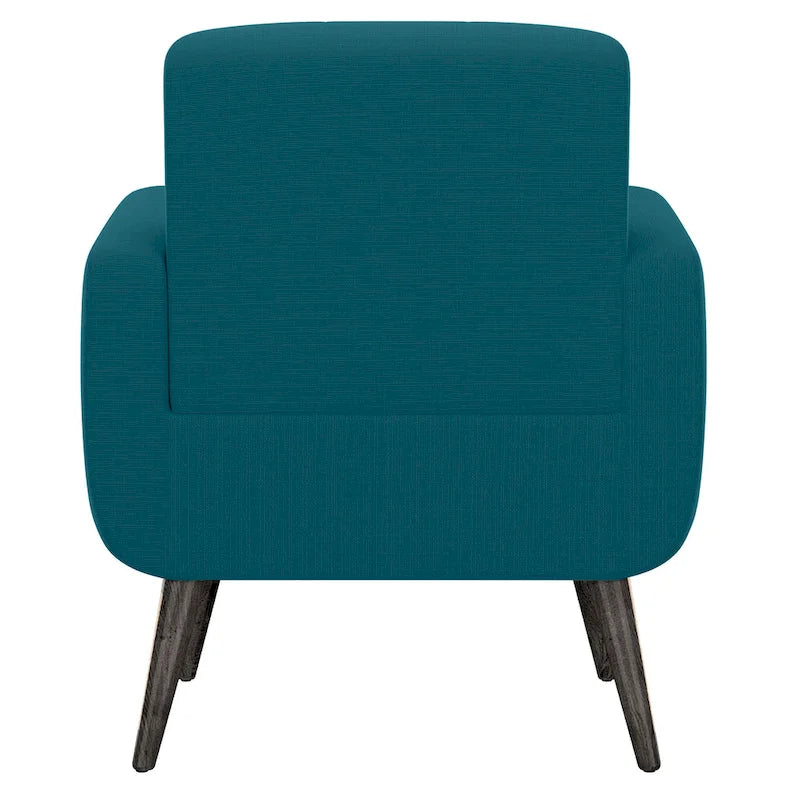 Fauteuil en lin bleu paon Mid-century Keflavik